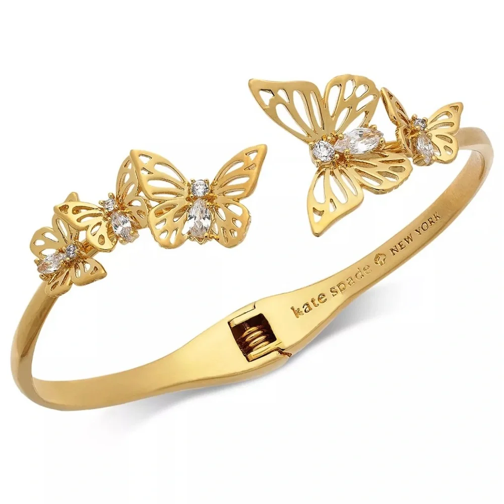 Kate Spade Gold Social Butterfly Open Hinge Cuff - Picture 1 of 5